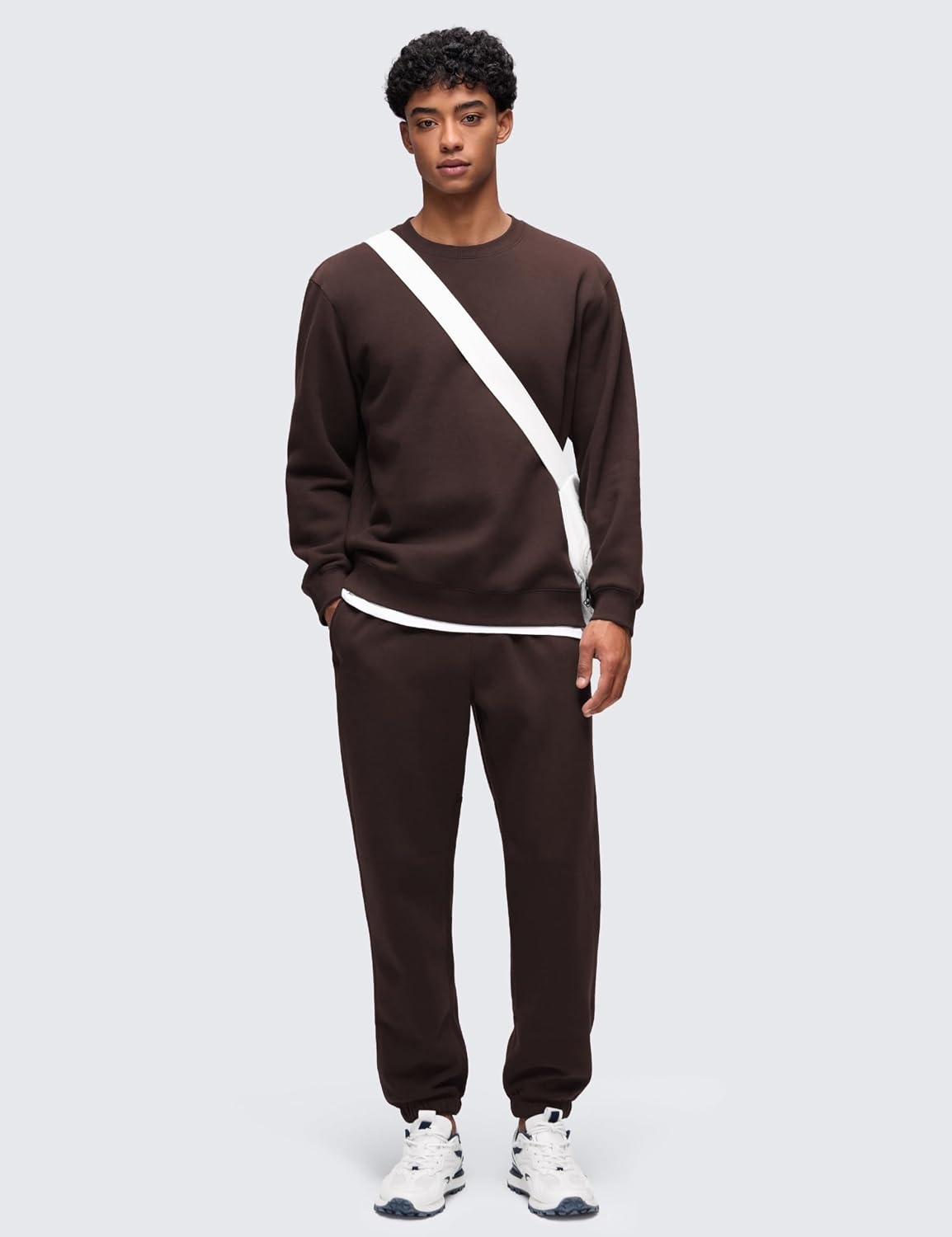 image:imageCRZ YOGA Cotton Fleece Lined Pullover Sweatshirts for Men Crewneck Cozy Casual Athletic Daily Workout Sweat Shirt TopsHot Fudge Brown