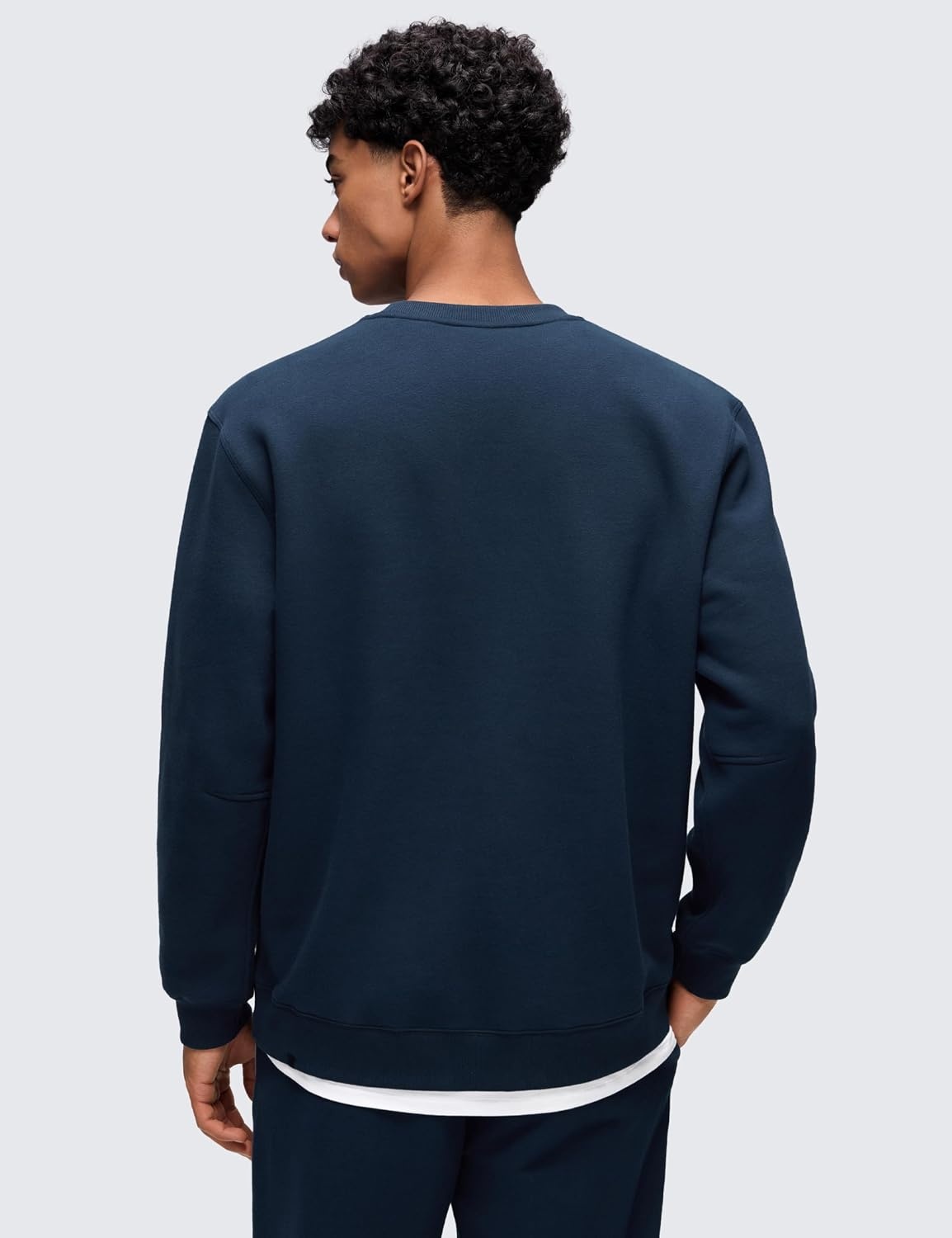 image:imageCRZ YOGA Cotton Fleece Lined Pullover Sweatshirts for Men Crewneck Cozy Casual Athletic Daily Workout Sweat Shirt TopsInk Blue