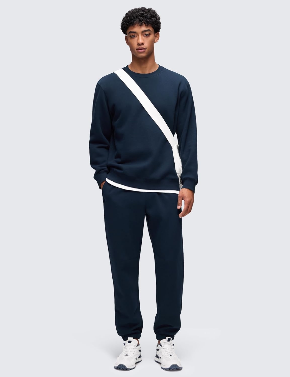 image:imageCRZ YOGA Cotton Fleece Lined Pullover Sweatshirts for Men Crewneck Cozy Casual Athletic Daily Workout Sweat Shirt TopsInk Blue
