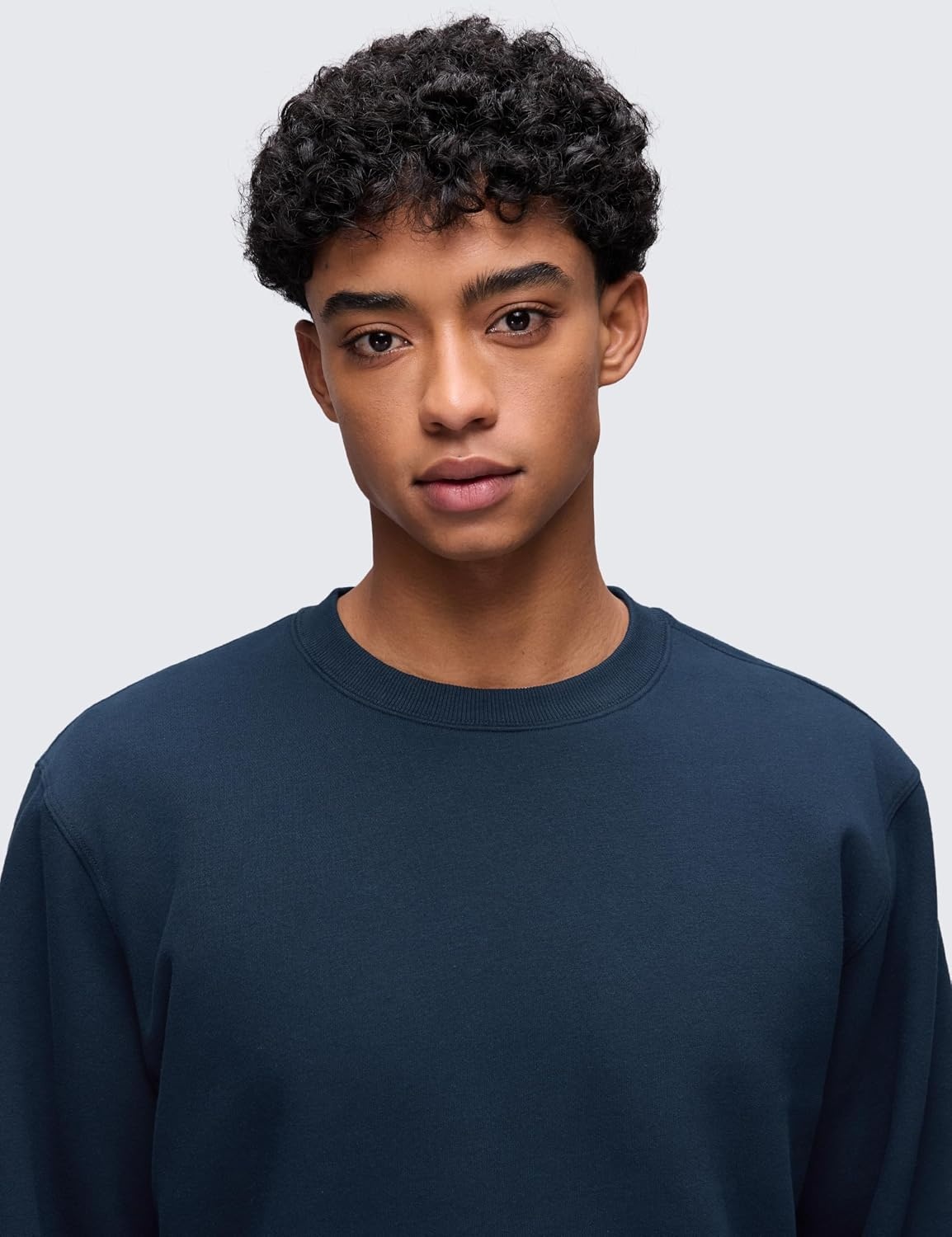 image:imageCRZ YOGA Cotton Fleece Lined Pullover Sweatshirts for Men Crewneck Cozy Casual Athletic Daily Workout Sweat Shirt TopsInk Blue