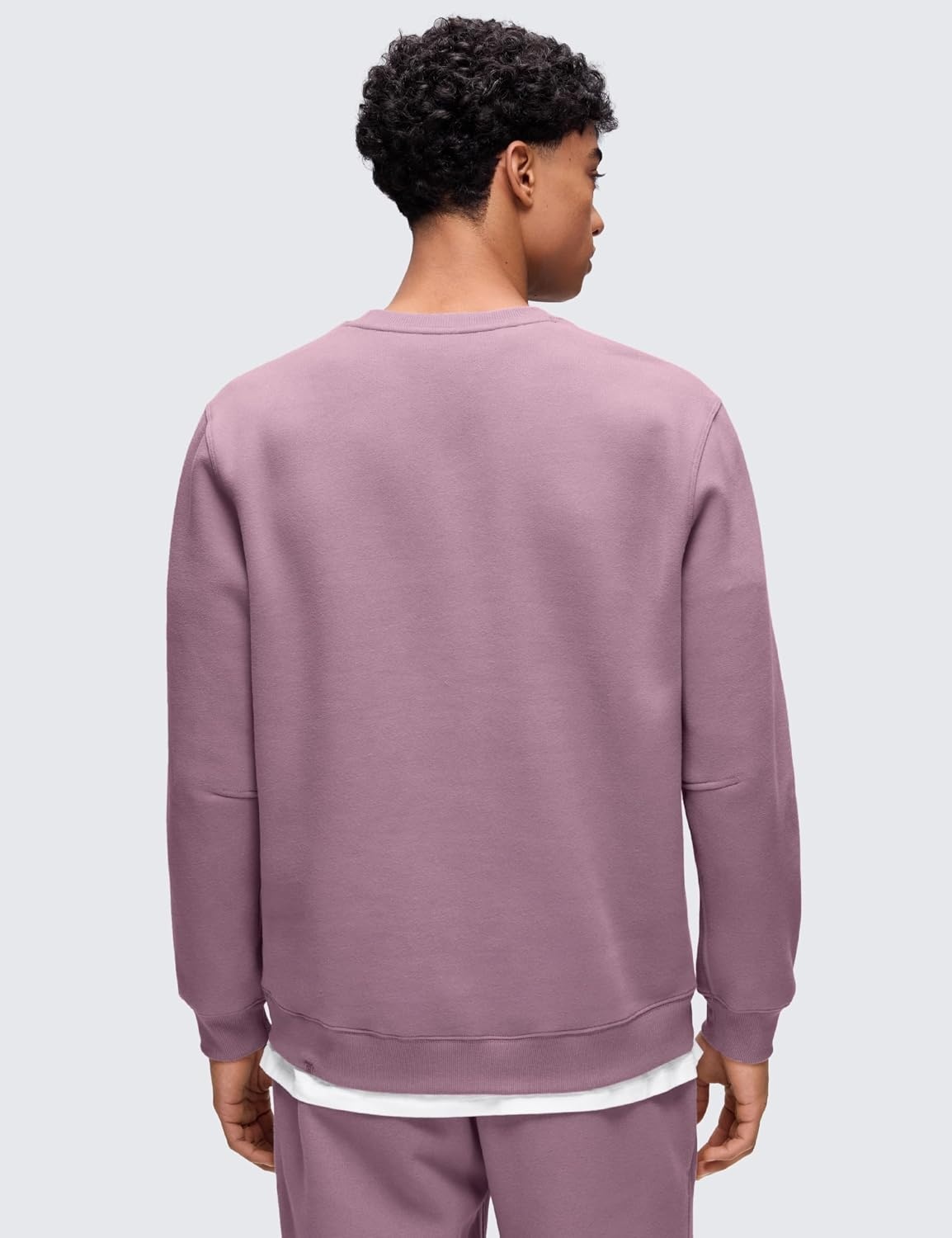 image:imageCRZ YOGA Cotton Fleece Lined Pullover Sweatshirts for Men Crewneck Cozy Casual Athletic Daily Workout Sweat Shirt TopsLight Lavender