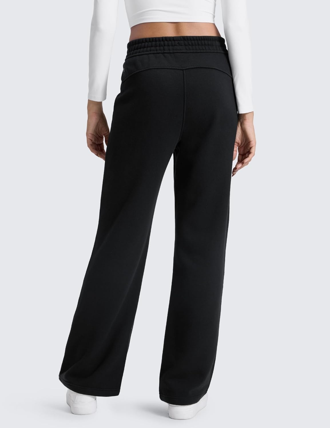 image:imageCRZ YOGA Cotton Fleece Lined Sweatpants Women 283032 Straight Leg Casual Lounge Pants with Pockets Winter WarmBlack