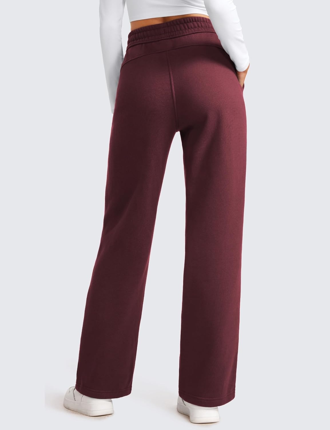 image:imageCRZ YOGA Cotton Fleece Lined Sweatpants Women 283032 Straight Leg Casual Lounge Pants with Pockets Winter WarmDark Red