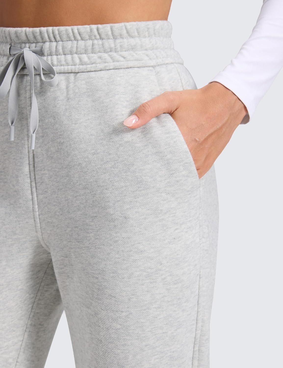 image:imageCRZ YOGA Cotton Fleece Lined Sweatpants Women 283032 Straight Leg Casual Lounge Pants with Pockets Winter WarmDove Grey Heather