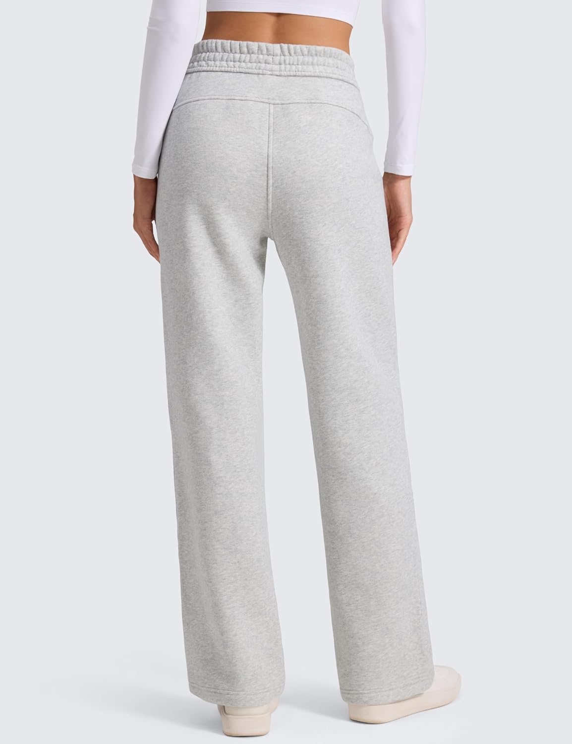 image:imageCRZ YOGA Cotton Fleece Lined Sweatpants Women 283032 Straight Leg Casual Lounge Pants with Pockets Winter WarmDove Grey Heather