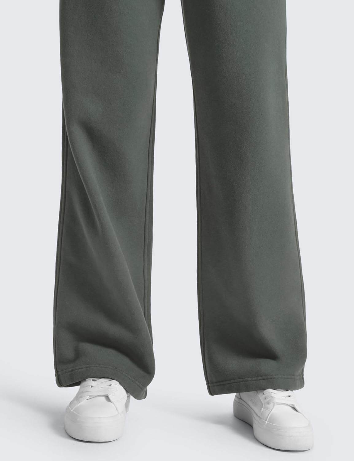 image:imageCRZ YOGA Cotton Fleece Lined Sweatpants Women 283032 Straight Leg Casual Lounge Pants with Pockets Winter WarmGrey Sage