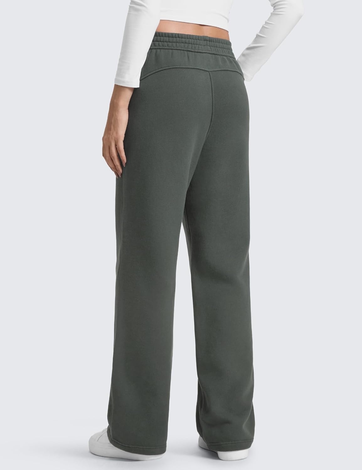 image:imageCRZ YOGA Cotton Fleece Lined Sweatpants Women 283032 Straight Leg Casual Lounge Pants with Pockets Winter WarmGrey Sage
