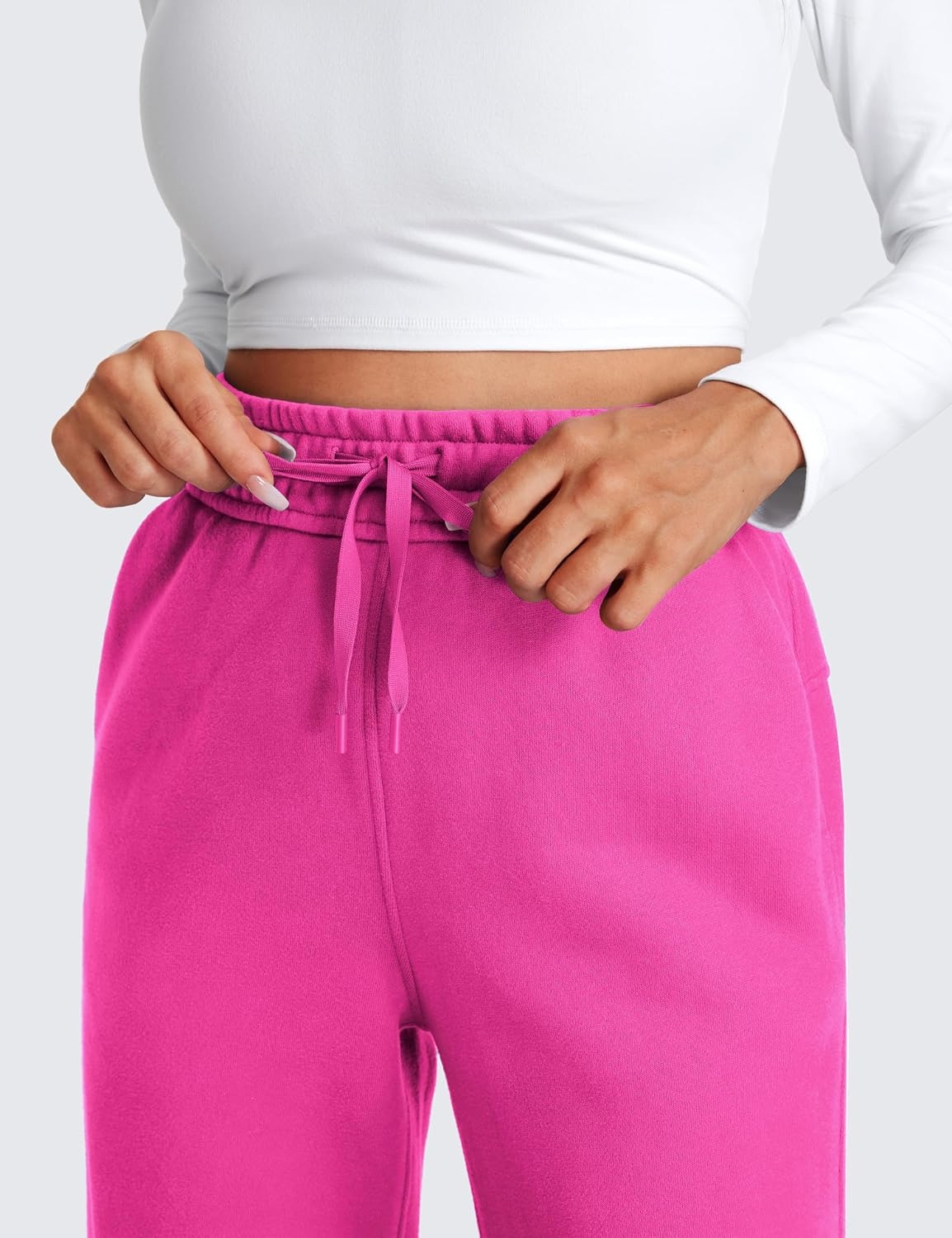 image:imageCRZ YOGA Cotton Fleece Lined Sweatpants Women 283032 Straight Leg Casual Lounge Pants with Pockets Winter WarmHibiscus Purple