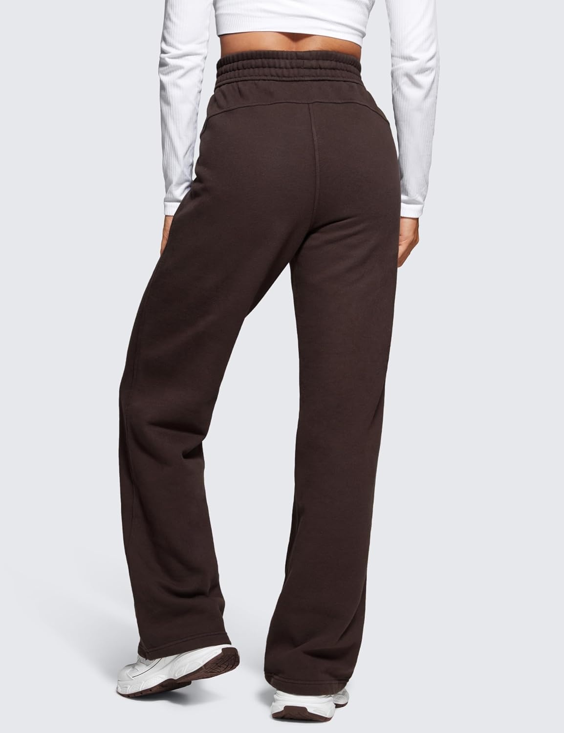image:imageCRZ YOGA Cotton Fleece Lined Sweatpants Women 283032 Straight Leg Casual Lounge Pants with Pockets Winter WarmHot Fudge Brown