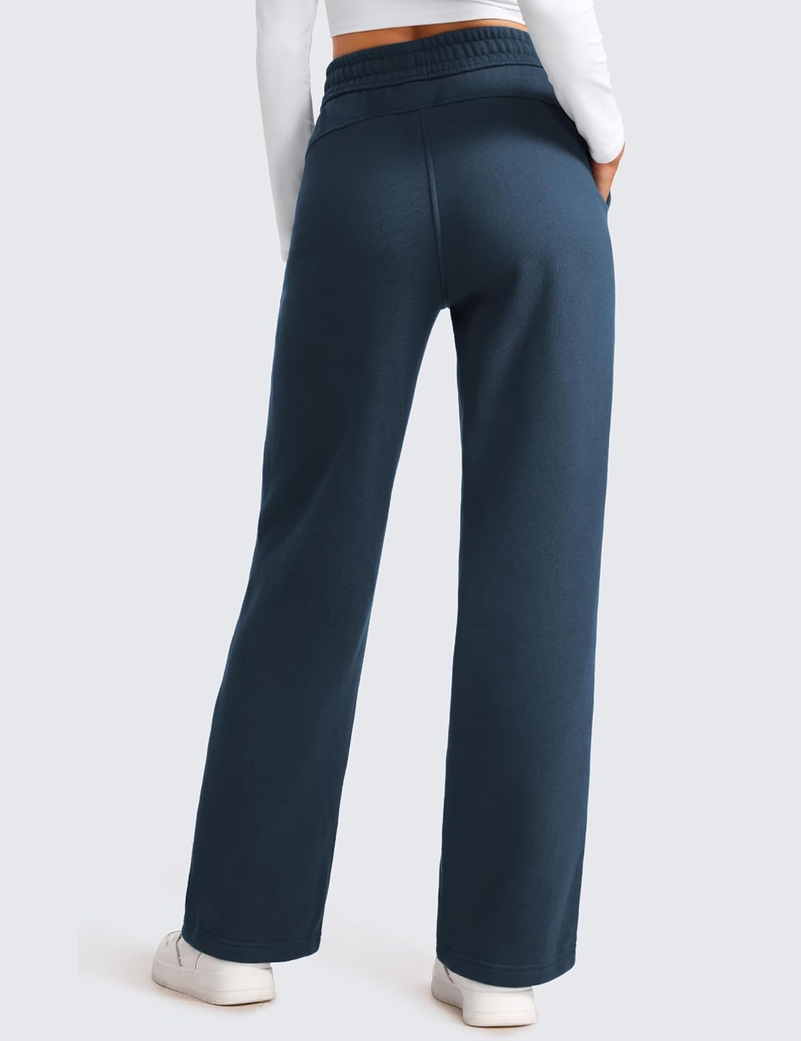 image:imageCRZ YOGA Cotton Fleece Lined Sweatpants Women 283032 Straight Leg Casual Lounge Pants with Pockets Winter WarmInk Blue