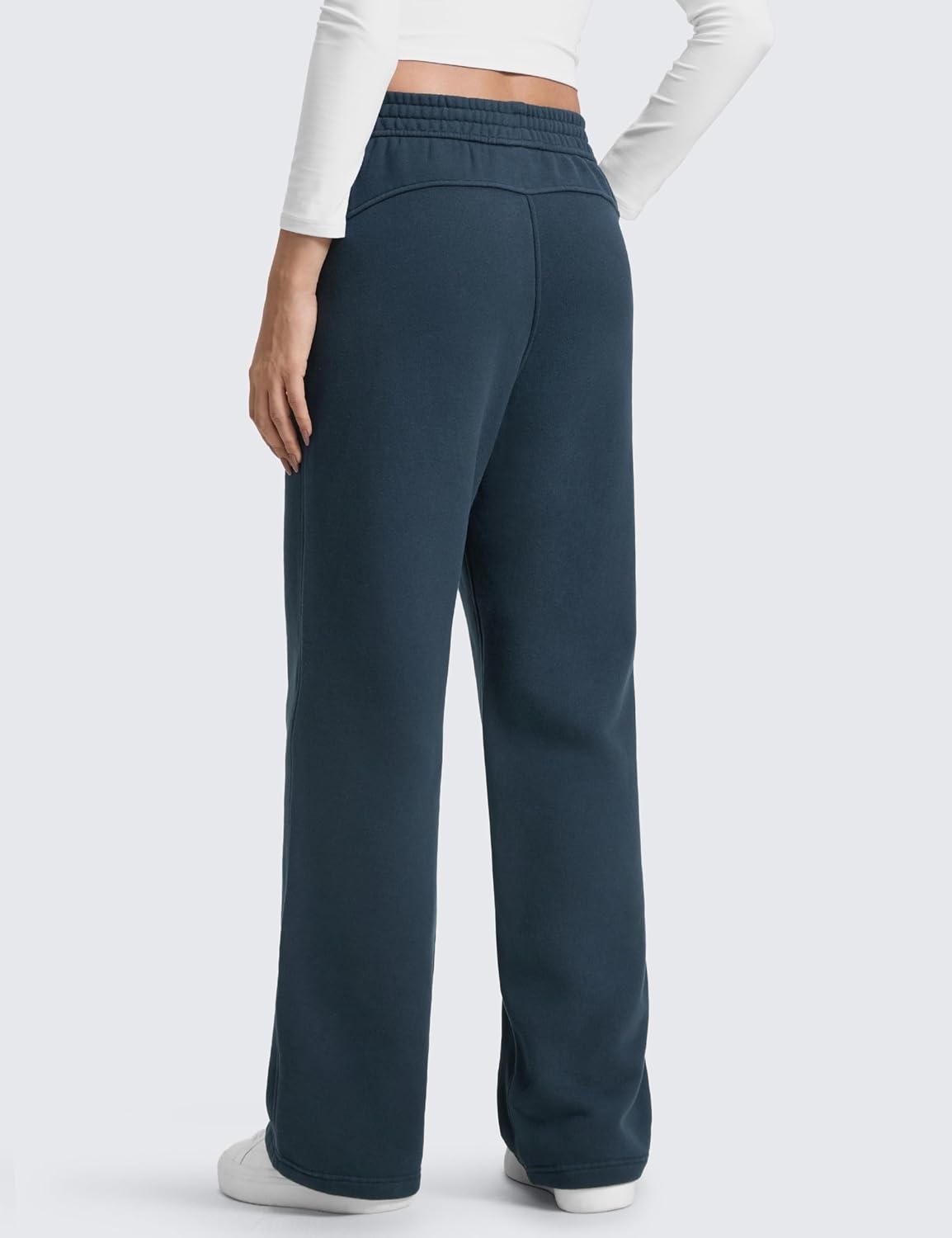image:imageCRZ YOGA Cotton Fleece Lined Sweatpants Women 283032 Straight Leg Casual Lounge Pants with Pockets Winter WarmInk Blue