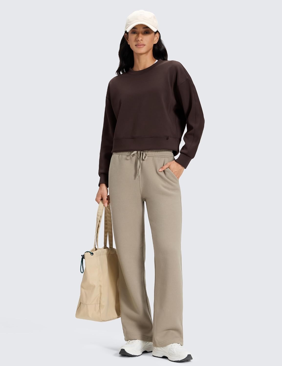 image:imageCRZ YOGA Cotton Fleece Lined Sweatpants Women 283032 Straight Leg Casual Lounge Pants with Pockets Winter WarmOak
