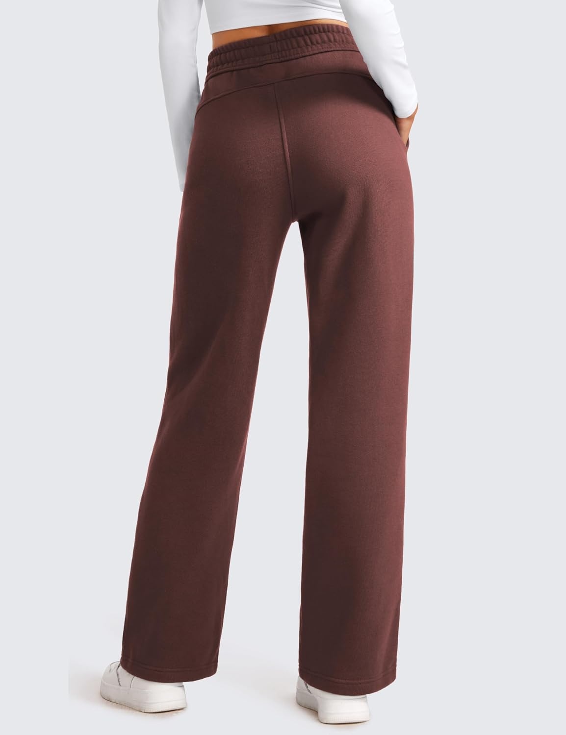 image:imageCRZ YOGA Cotton Fleece Lined Sweatpants Women 283032 Straight Leg Casual Lounge Pants with Pockets Winter WarmTaupe