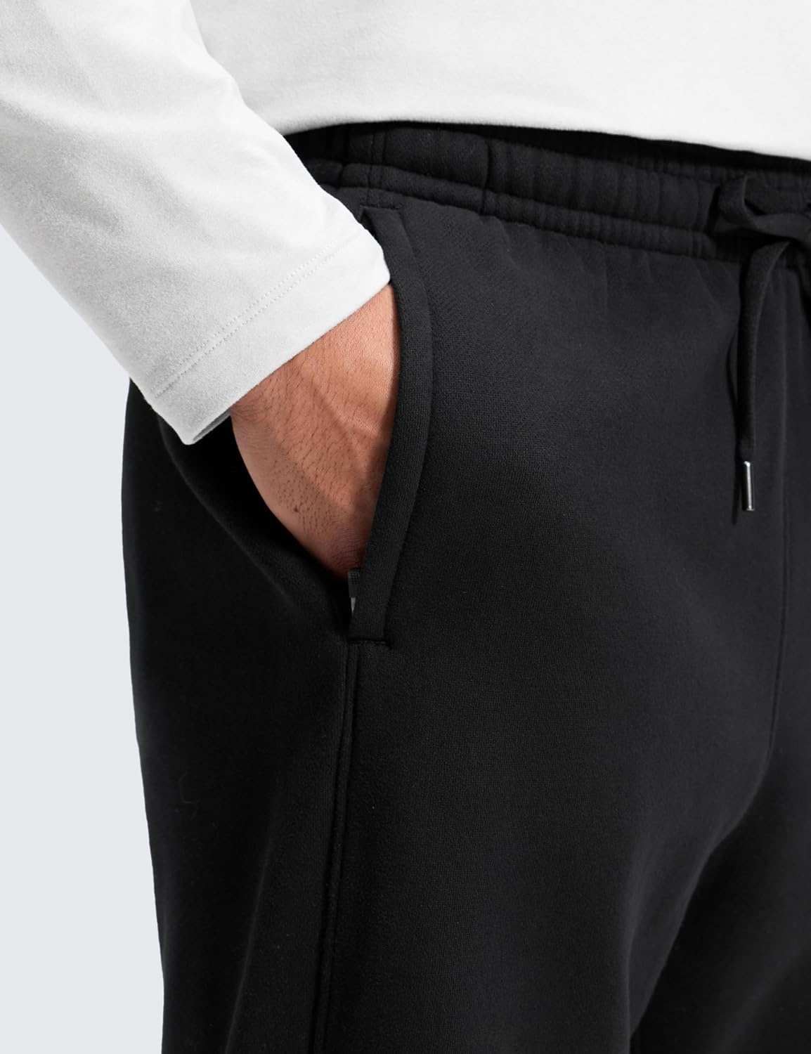 image:imageCRZ YOGA Cotton Fleece Lined Sweatpants for Men 30 Classic Fit Casual Lounge Cozy Sweat Pants Joggers with Zipper PocketsBlack