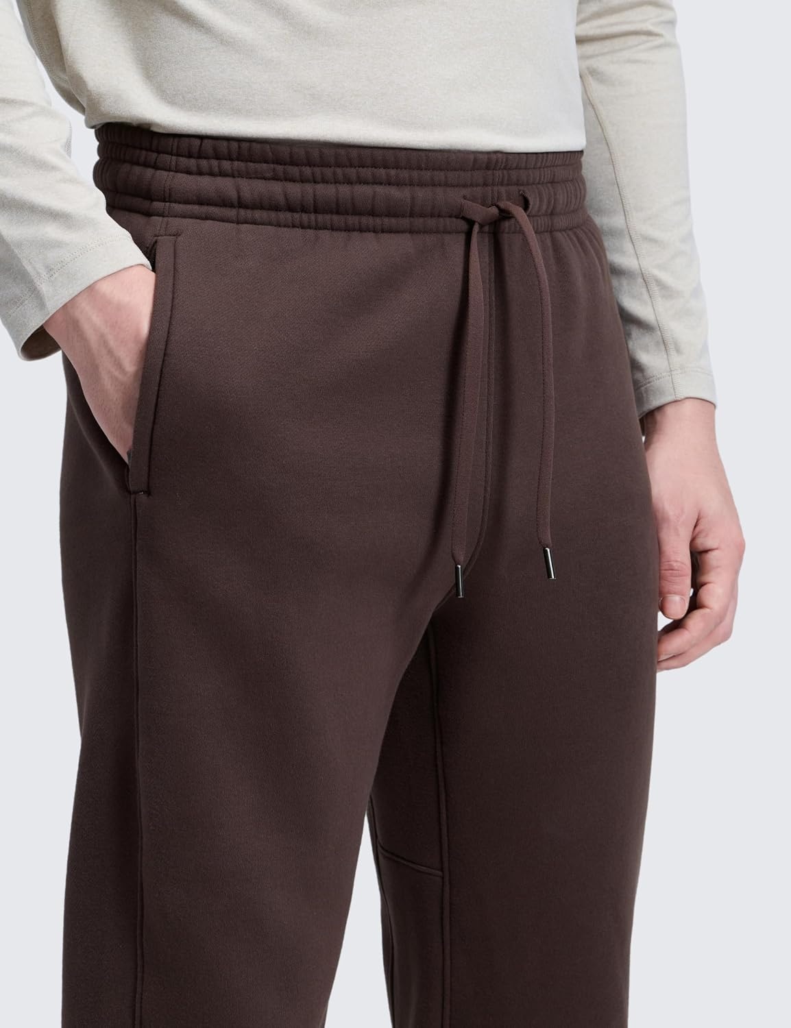 image:imageCRZ YOGA Cotton Fleece Lined Sweatpants for Men 30 Classic Fit Casual Lounge Cozy Sweat Pants Joggers with Zipper PocketsHot Fudge Brown