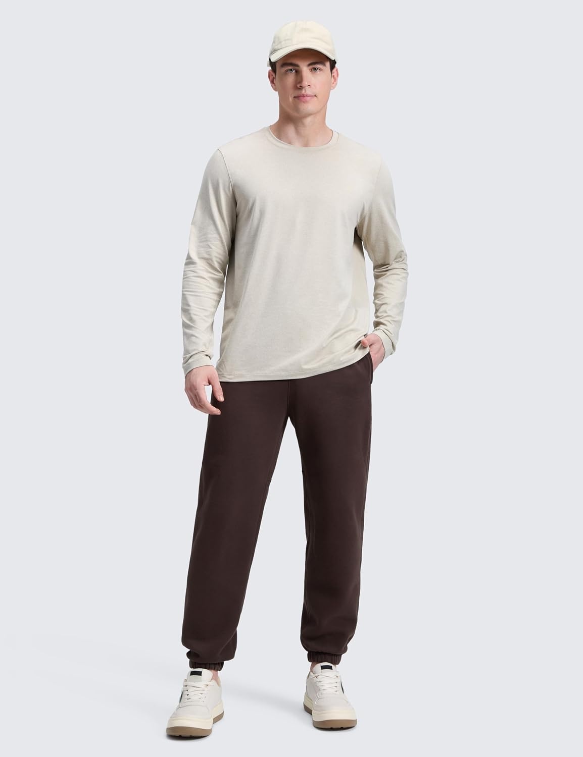 image:imageCRZ YOGA Cotton Fleece Lined Sweatpants for Men 30 Classic Fit Casual Lounge Cozy Sweat Pants Joggers with Zipper PocketsHot Fudge Brown