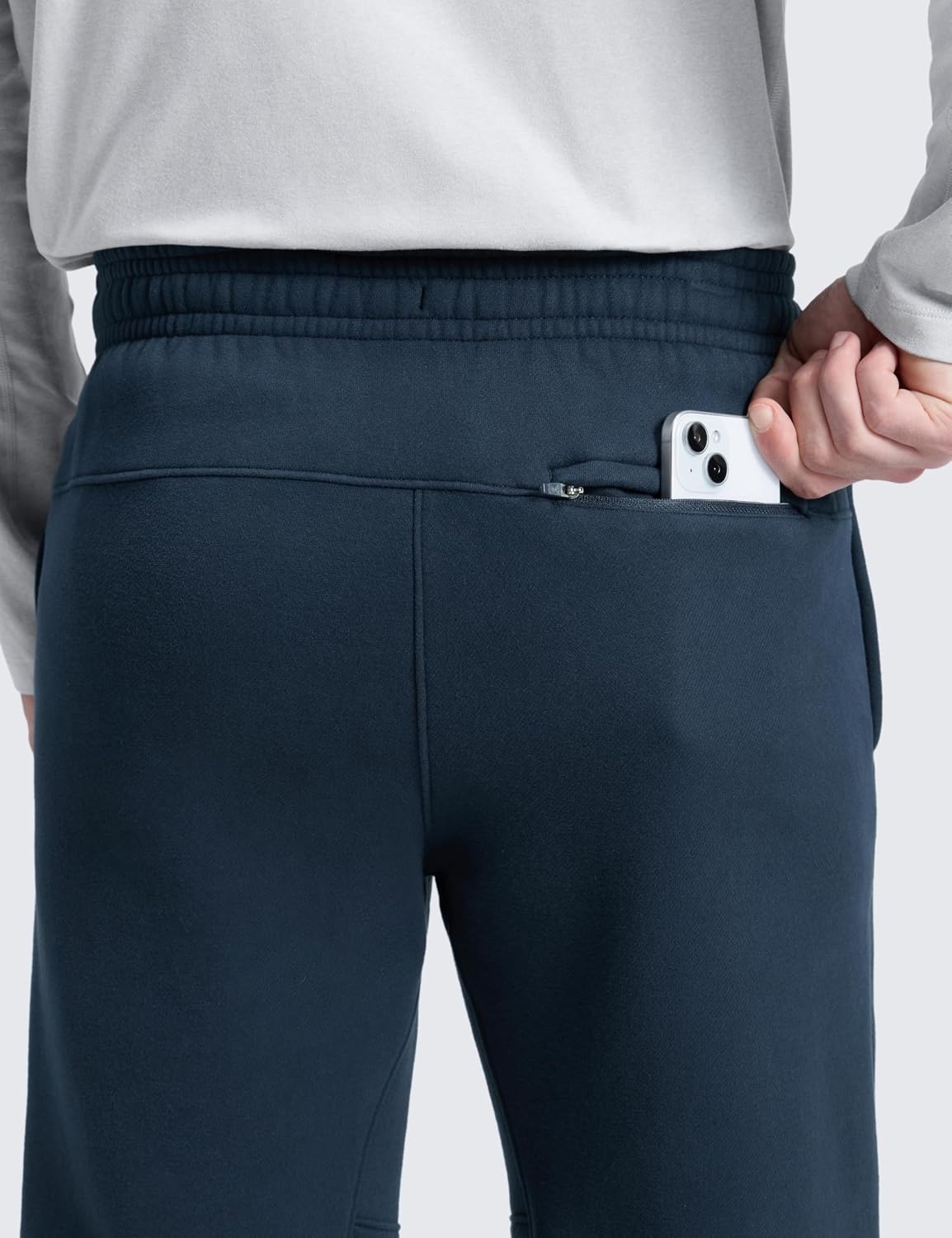 image:imageCRZ YOGA Cotton Fleece Lined Sweatpants for Men 30 Classic Fit Casual Lounge Cozy Sweat Pants Joggers with Zipper PocketsInk Blue