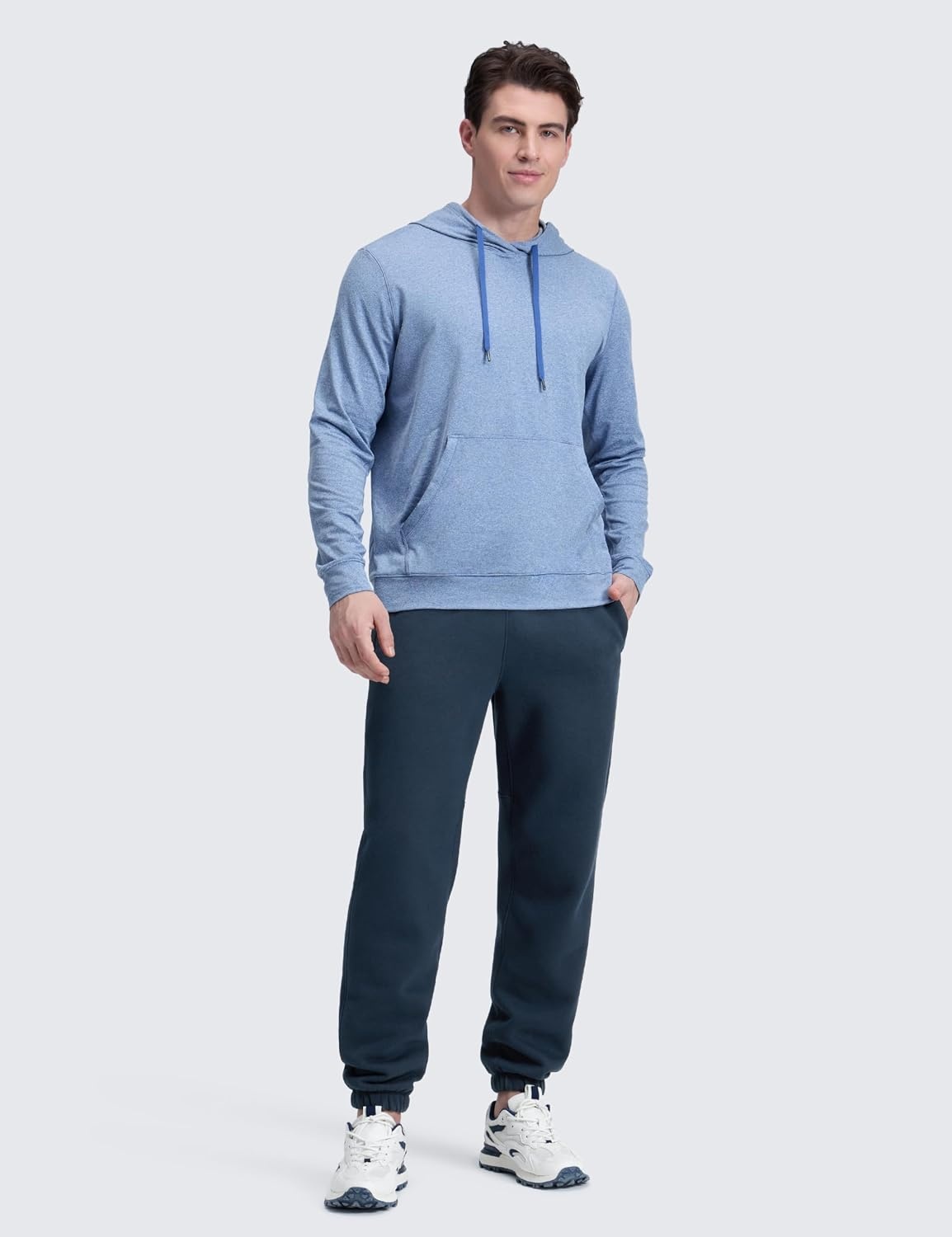 image:imageCRZ YOGA Cotton Fleece Lined Sweatpants for Men 30 Classic Fit Casual Lounge Cozy Sweat Pants Joggers with Zipper PocketsInk Blue
