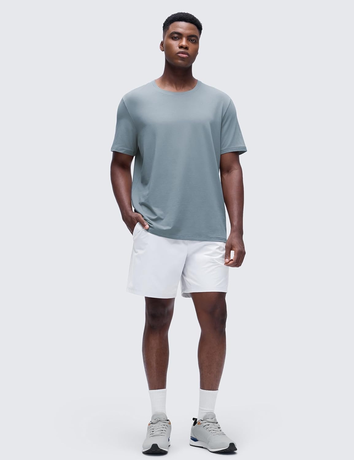 image:imageCRZ YOGA CottonBlend Athletic Shirts for Men Short Sleeve Moisture Wicking Soft Workout Casual Tee Tops Basic TShirtBelgian Blue