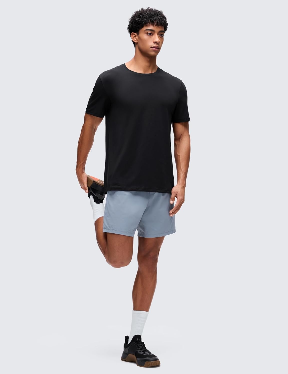 image:imageCRZ YOGA CottonBlend Athletic Shirts for Men Short Sleeve Moisture Wicking Soft Workout Casual Tee Tops Basic TShirtBlack