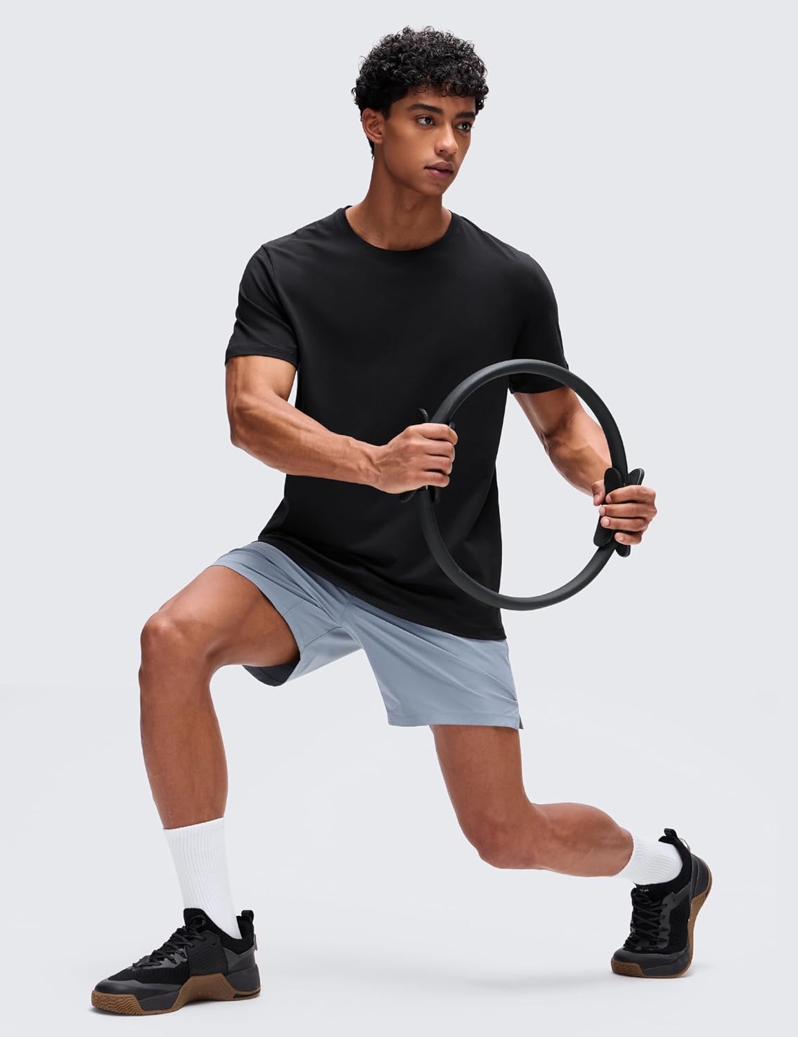 image:imageCRZ YOGA CottonBlend Athletic Shirts for Men Short Sleeve Moisture Wicking Soft Workout Casual Tee Tops Basic TShirtBlack