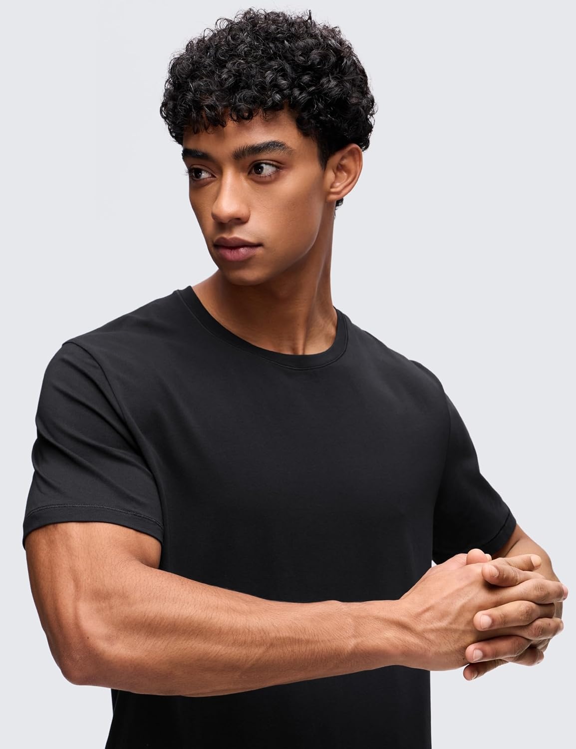 image:imageCRZ YOGA CottonBlend Athletic Shirts for Men Short Sleeve Moisture Wicking Soft Workout Casual Tee Tops Basic TShirtBlack