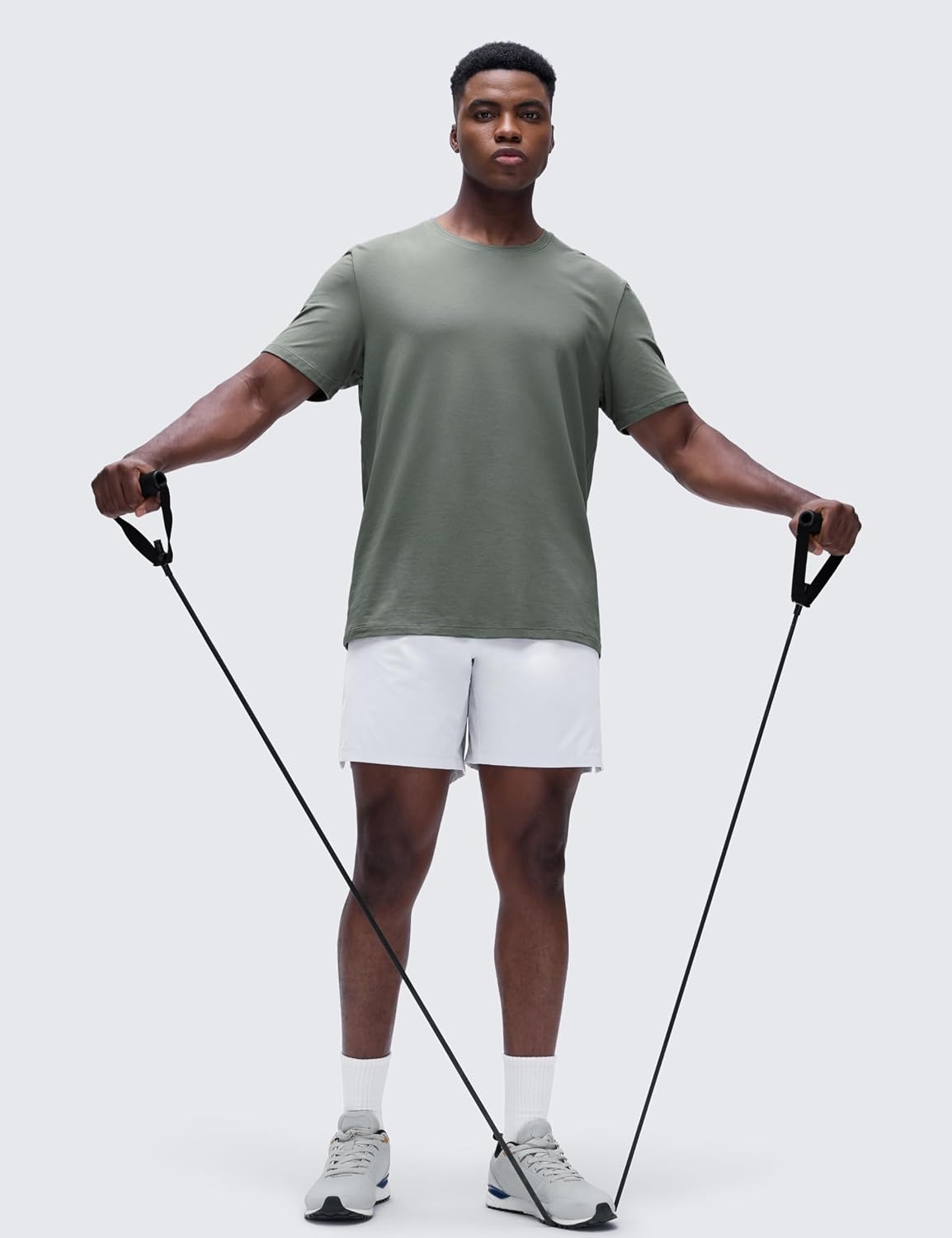 image:imageCRZ YOGA CottonBlend Athletic Shirts for Men Short Sleeve Moisture Wicking Soft Workout Casual Tee Tops Basic TShirtGrey Sage