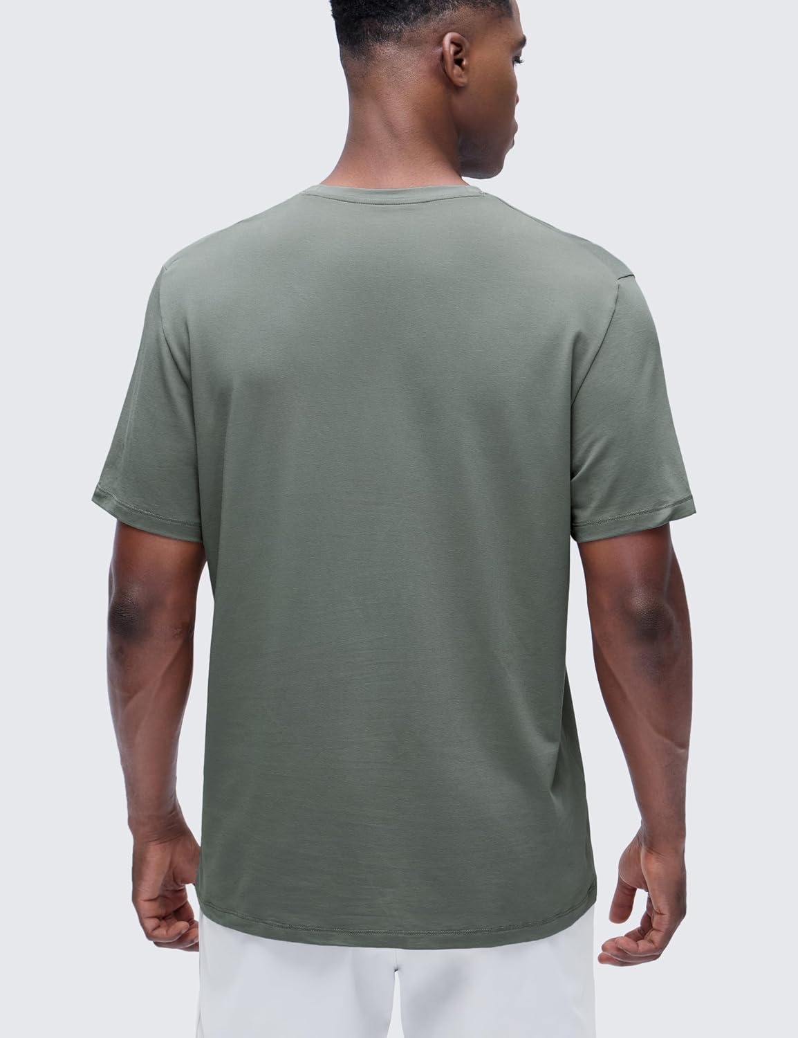 image:imageCRZ YOGA CottonBlend Athletic Shirts for Men Short Sleeve Moisture Wicking Soft Workout Casual Tee Tops Basic TShirtGrey Sage