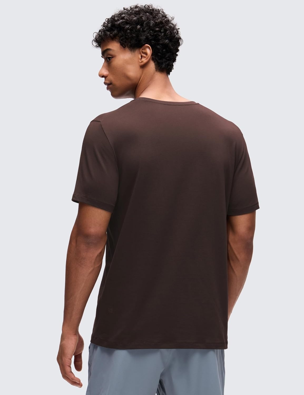 image:imageCRZ YOGA CottonBlend Athletic Shirts for Men Short Sleeve Moisture Wicking Soft Workout Casual Tee Tops Basic TShirtHot Fudge Brown