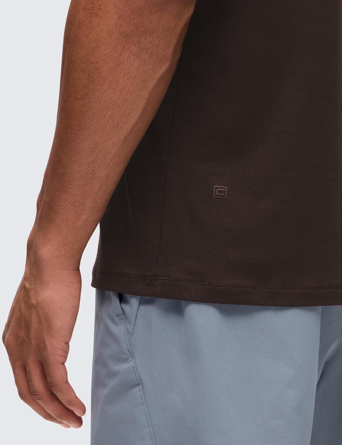 image:imageCRZ YOGA CottonBlend Athletic Shirts for Men Short Sleeve Moisture Wicking Soft Workout Casual Tee Tops Basic TShirtHot Fudge Brown