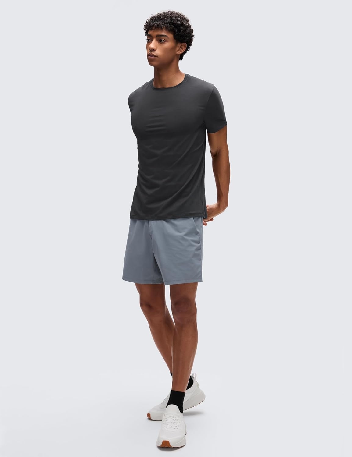 image:imageCRZ YOGA CottonBlend Athletic Shirts for Men Short Sleeve Moisture Wicking Soft Workout Casual Tee Tops Basic TShirtMysterious Grey