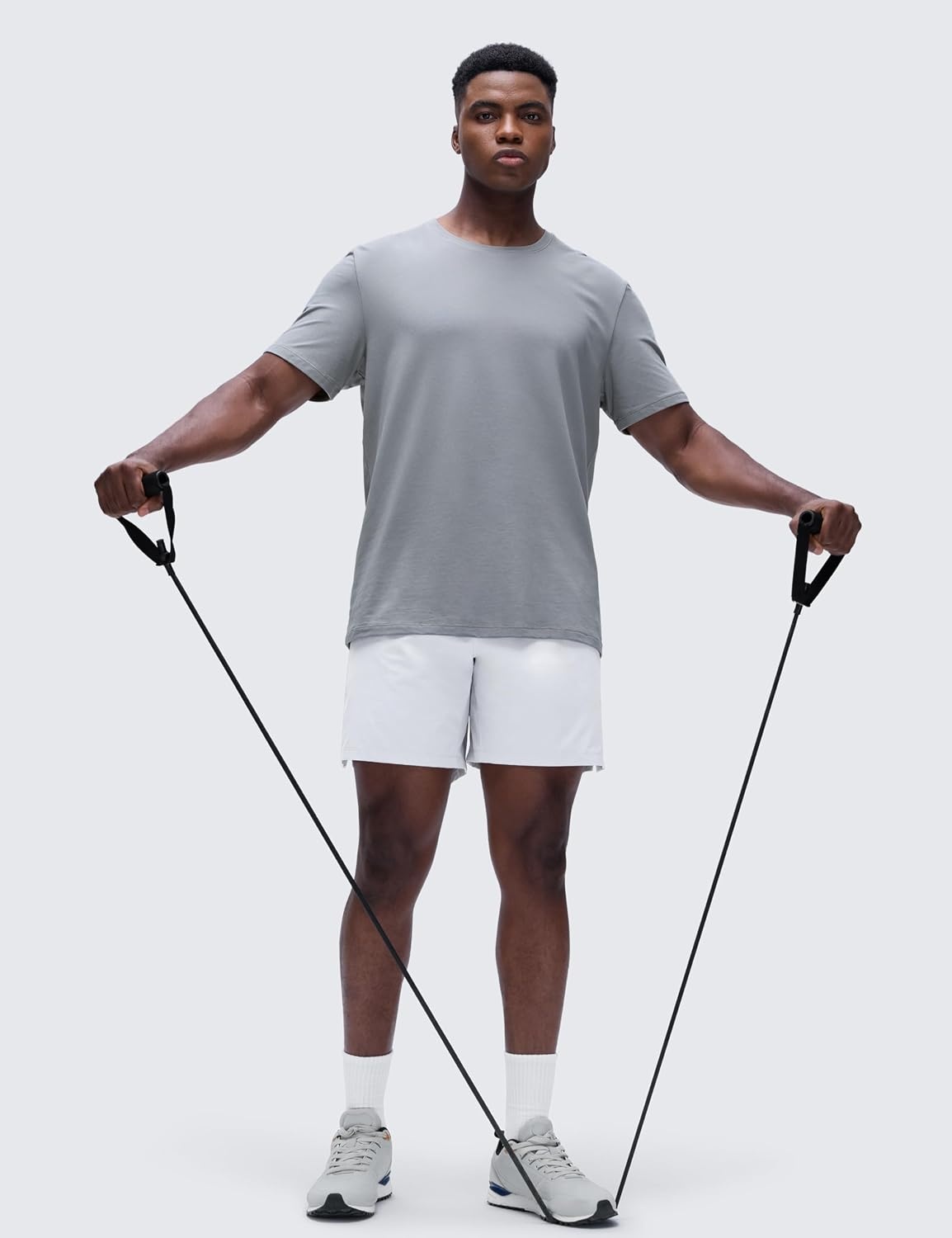image:imageCRZ YOGA CottonBlend Athletic Shirts for Men Short Sleeve Moisture Wicking Soft Workout Casual Tee Tops Basic TShirtSilver Gray