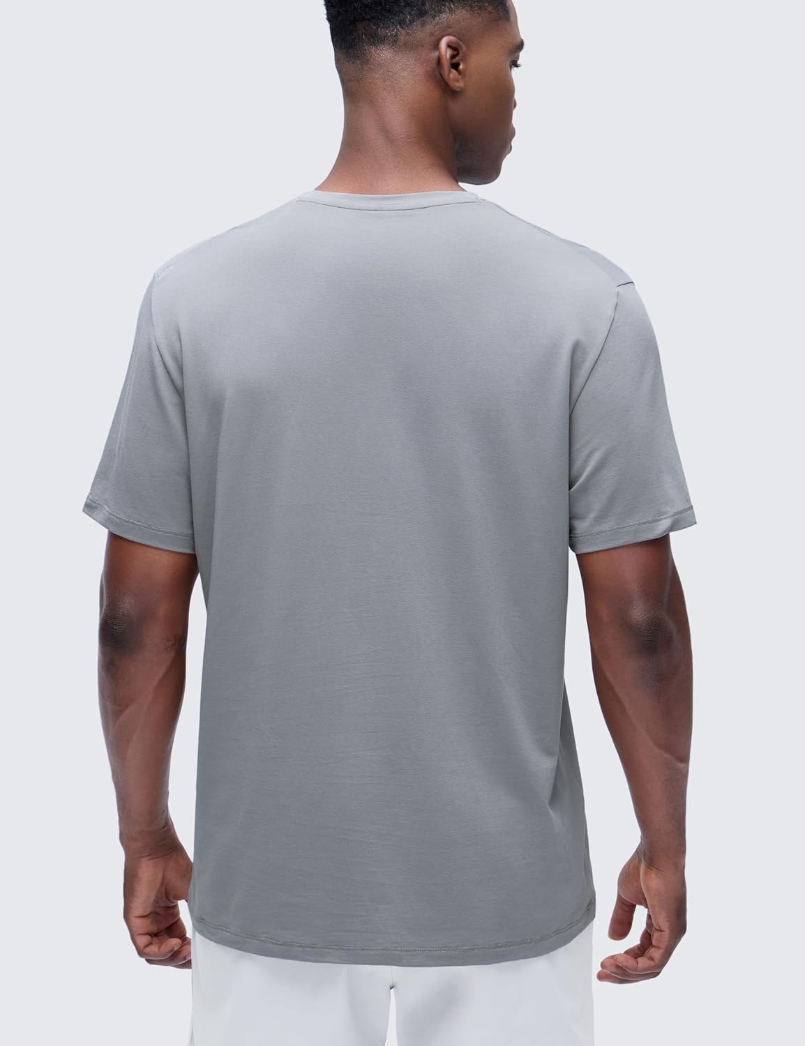 image:imageCRZ YOGA CottonBlend Athletic Shirts for Men Short Sleeve Moisture Wicking Soft Workout Casual Tee Tops Basic TShirtSilver Gray