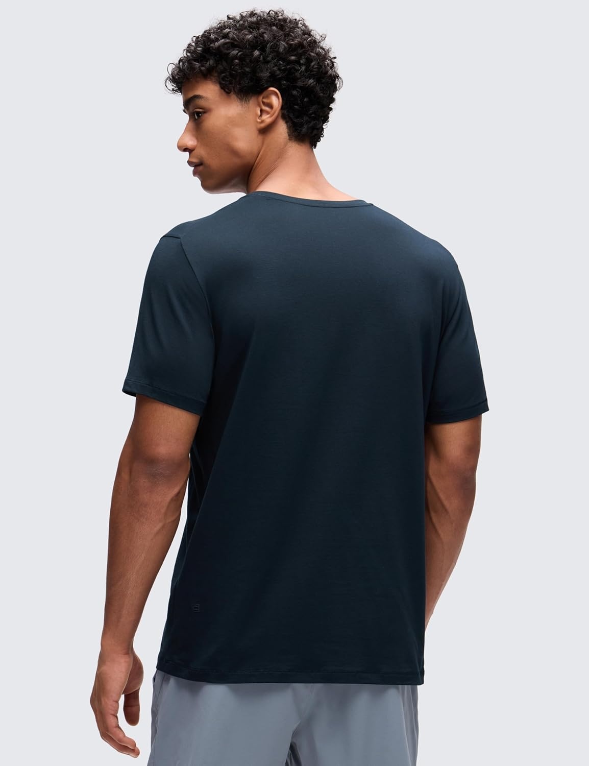 image:imageCRZ YOGA CottonBlend Athletic Shirts for Men Short Sleeve Moisture Wicking Soft Workout Casual Tee Tops Basic TShirtTrue Navy