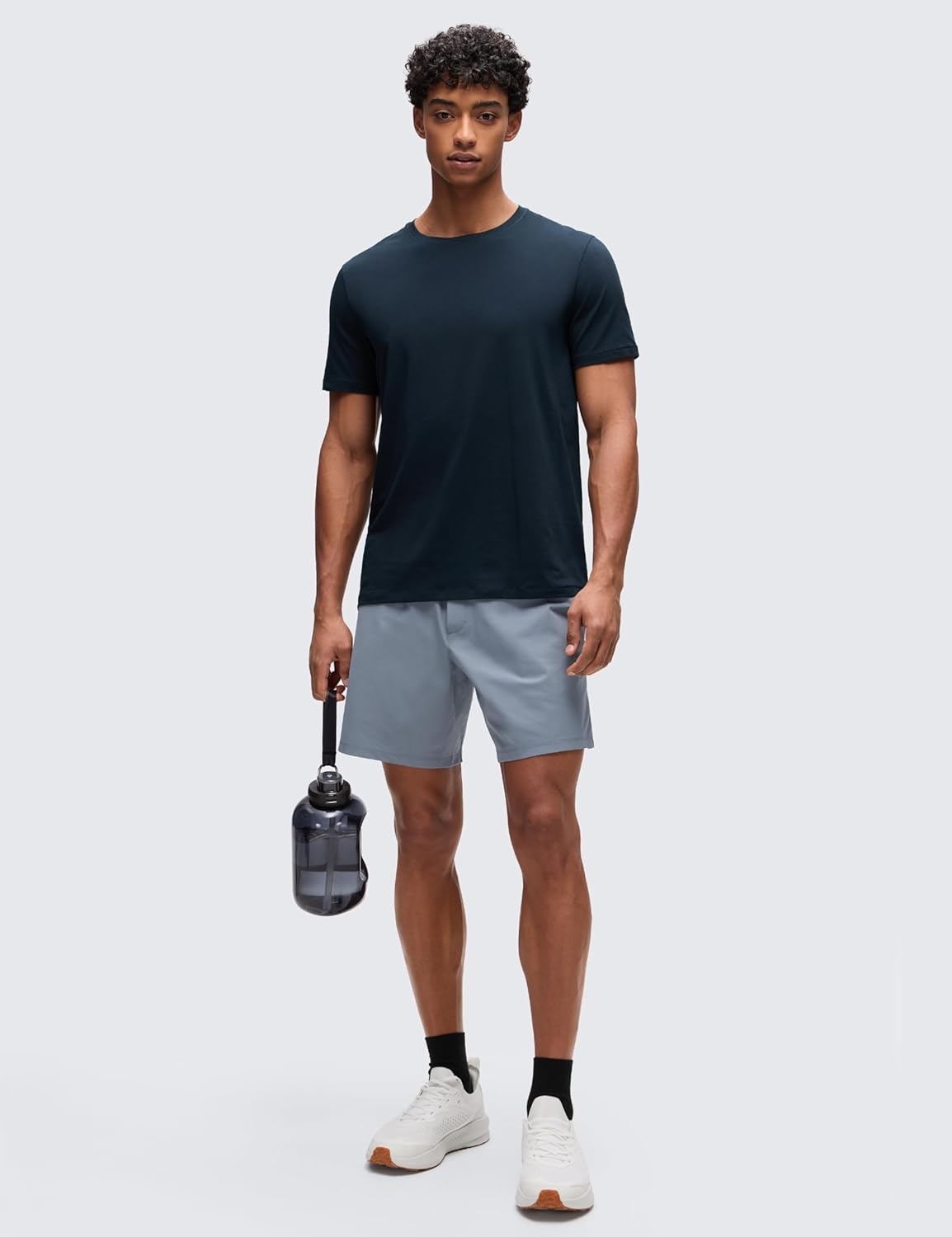 image:imageCRZ YOGA CottonBlend Athletic Shirts for Men Short Sleeve Moisture Wicking Soft Workout Casual Tee Tops Basic TShirtTrue Navy