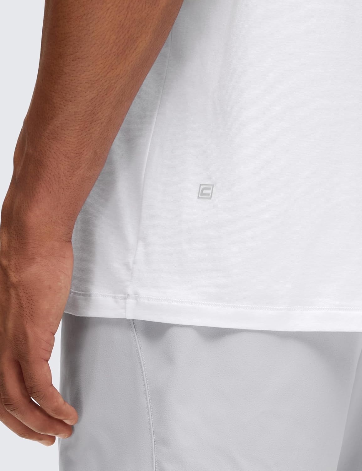 image:imageCRZ YOGA CottonBlend Athletic Shirts for Men Short Sleeve Moisture Wicking Soft Workout Casual Tee Tops Basic TShirtWhite