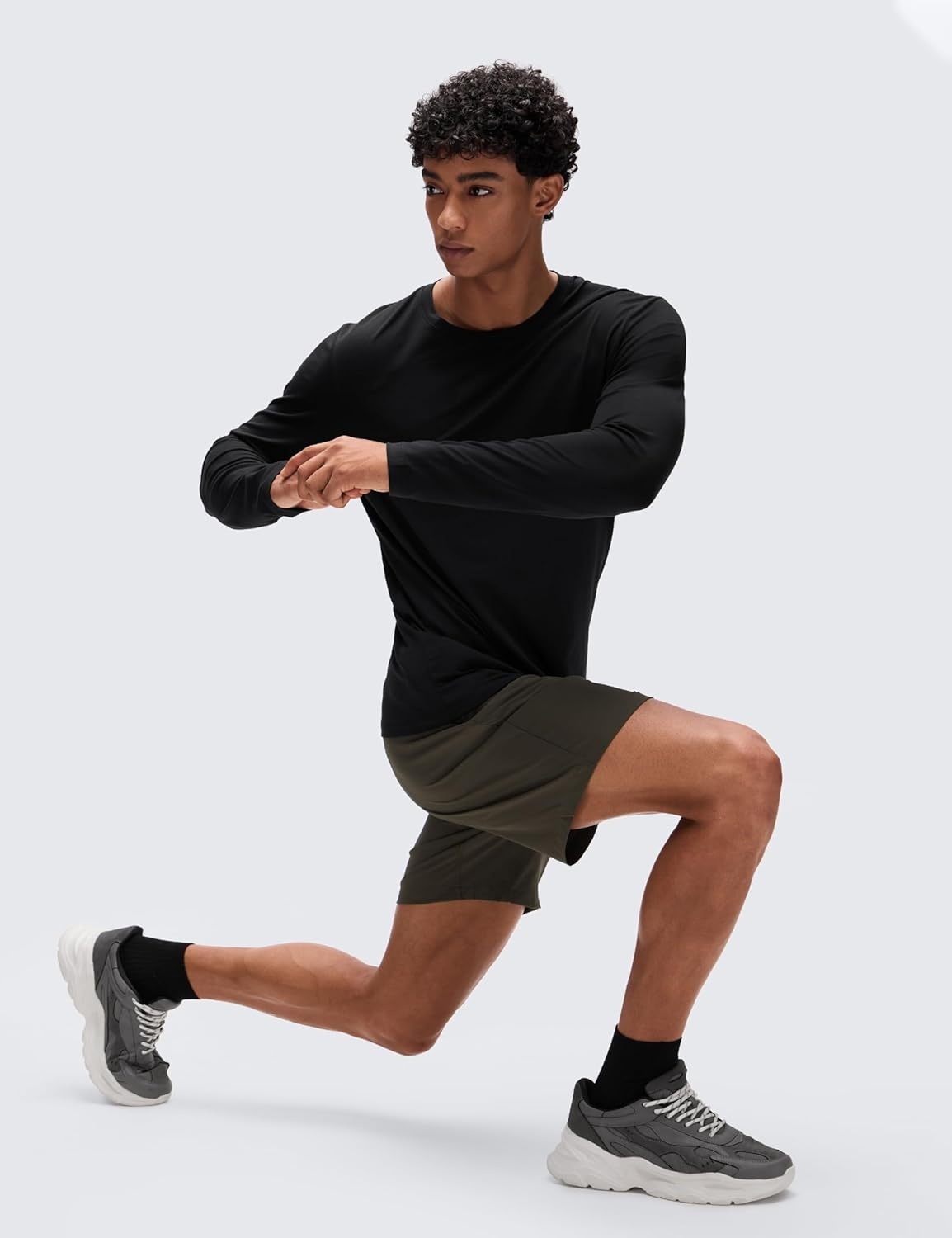 image:imageCRZ YOGA CottonBlend Long Sleeve Shirts for Men Moisture Wicking Soft Workout Athletic Casual Crewneck Basic TopsBlack