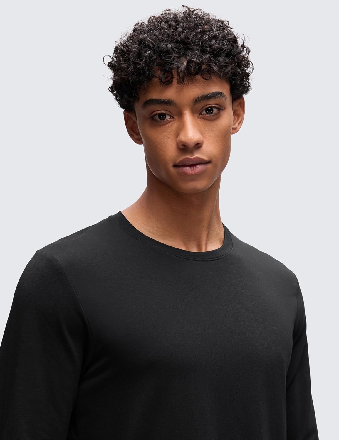 image:imageCRZ YOGA CottonBlend Long Sleeve Shirts for Men Moisture Wicking Soft Workout Athletic Casual Crewneck Basic TopsBlack