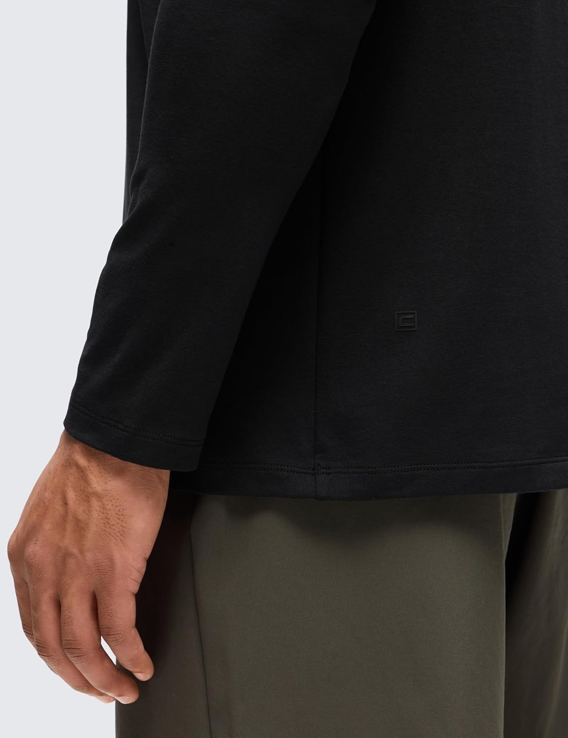 image:imageCRZ YOGA CottonBlend Long Sleeve Shirts for Men Moisture Wicking Soft Workout Athletic Casual Crewneck Basic TopsBlack