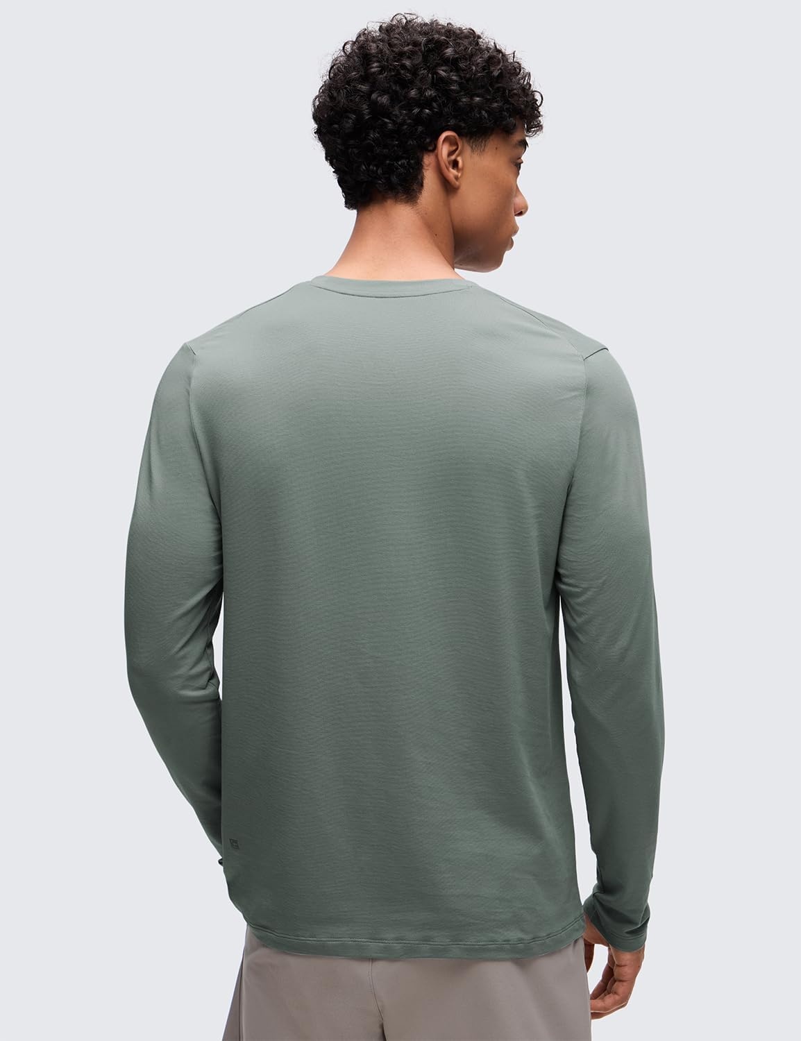 image:imageCRZ YOGA CottonBlend Long Sleeve Shirts for Men Moisture Wicking Soft Workout Athletic Casual Crewneck Basic TopsGrey Sage