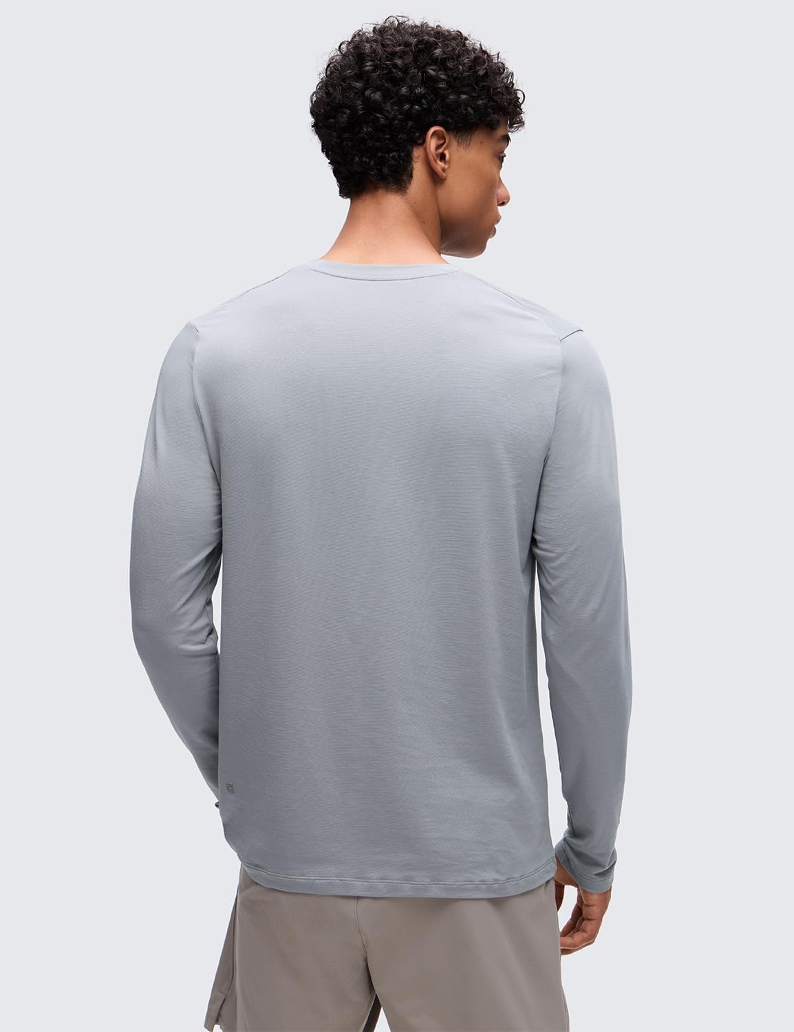image:imageCRZ YOGA CottonBlend Long Sleeve Shirts for Men Moisture Wicking Soft Workout Athletic Casual Crewneck Basic TopsSilver Gray