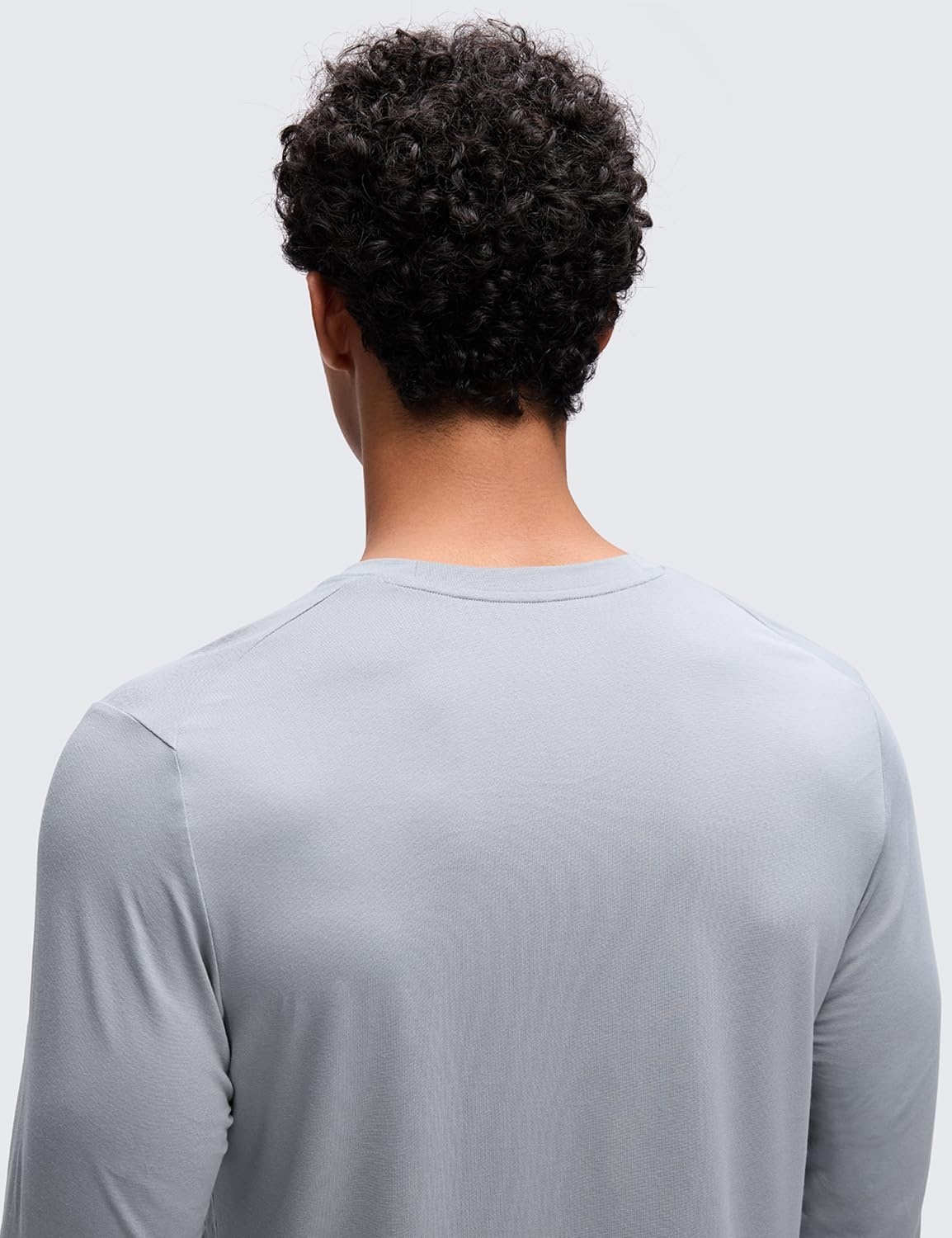 image:imageCRZ YOGA CottonBlend Long Sleeve Shirts for Men Moisture Wicking Soft Workout Athletic Casual Crewneck Basic TopsSilver Gray