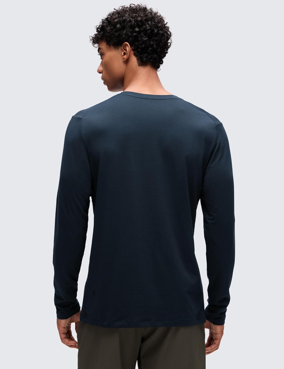 image:imageCRZ YOGA CottonBlend Long Sleeve Shirts for Men Moisture Wicking Soft Workout Athletic Casual Crewneck Basic TopsTrue Navy