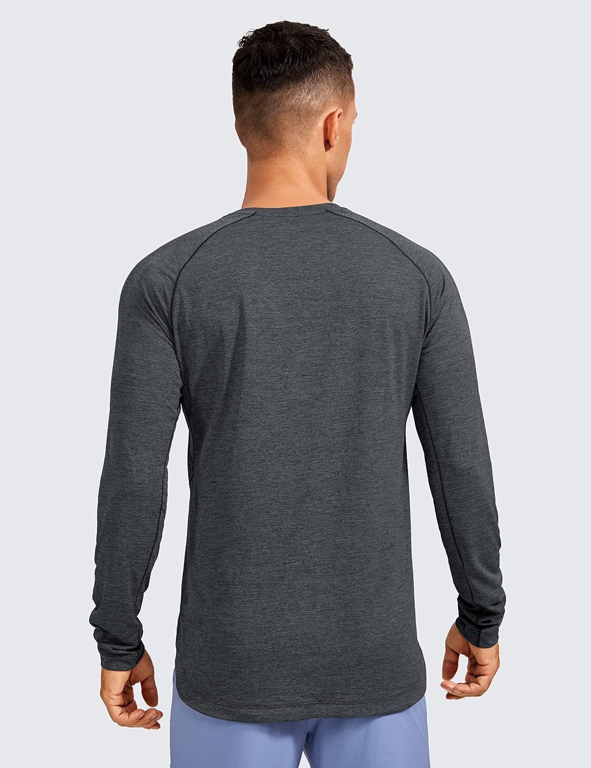 image:imageCRZ YOGA Crewneck Workout Long Sleeve Shirts for Men Quick Dry Running Athletic TShirts Lightweight Basic TopsCarbon Heather