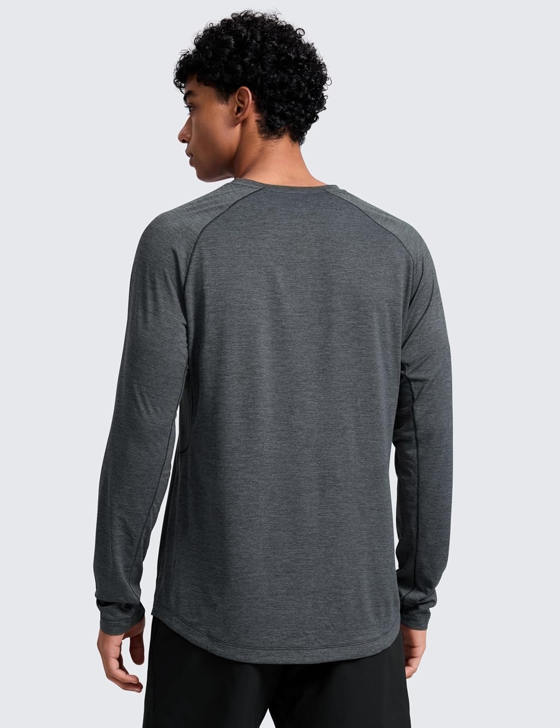 image:imageCRZ YOGA Crewneck Workout Long Sleeve Shirts for Men Quick Dry Running Athletic TShirts Lightweight Basic TopsCarbon Heather
