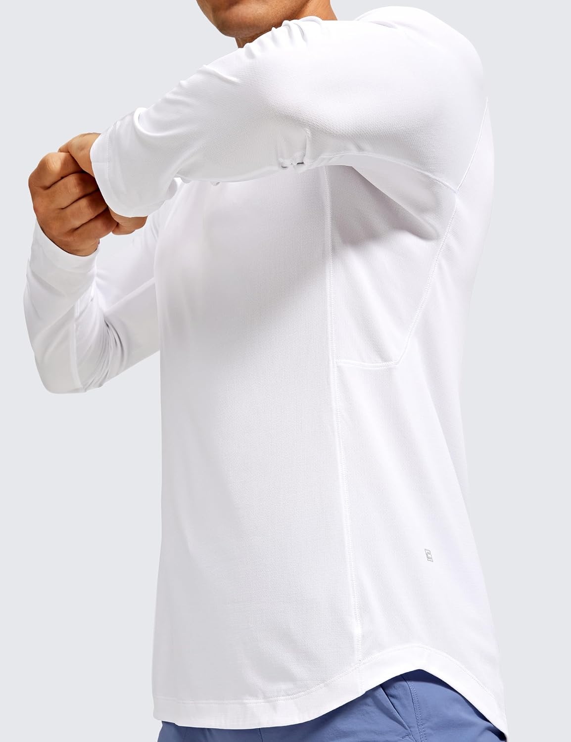 image:imageCRZ YOGA Crewneck Workout Long Sleeve Shirts for Men Quick Dry Running Athletic TShirts Lightweight Basic TopsWhite