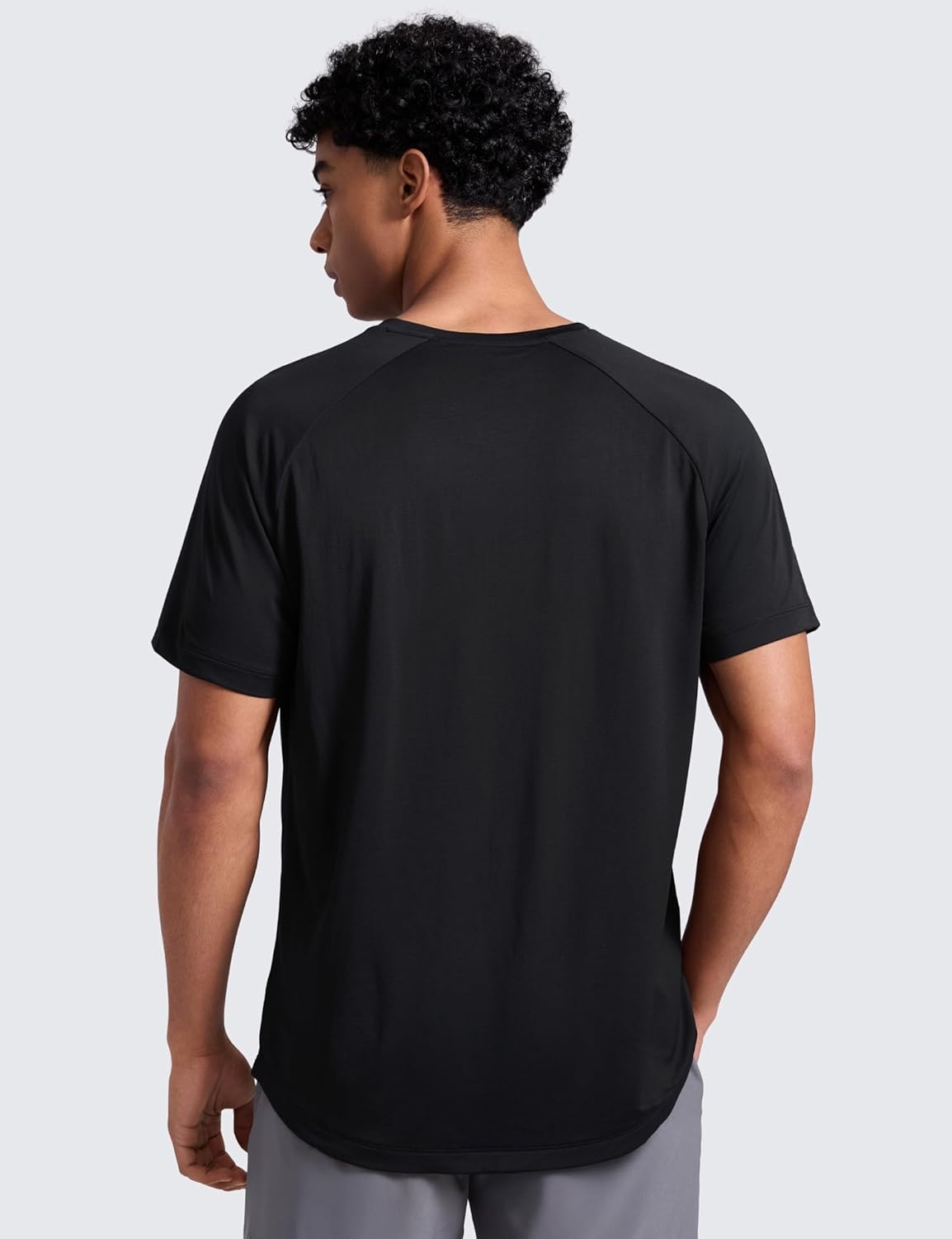 image:imageCRZ YOGA Crewneck Workout Shirts for Men Quick Dry Running Athletic TShirts Lightweight Basic TopsBlack
