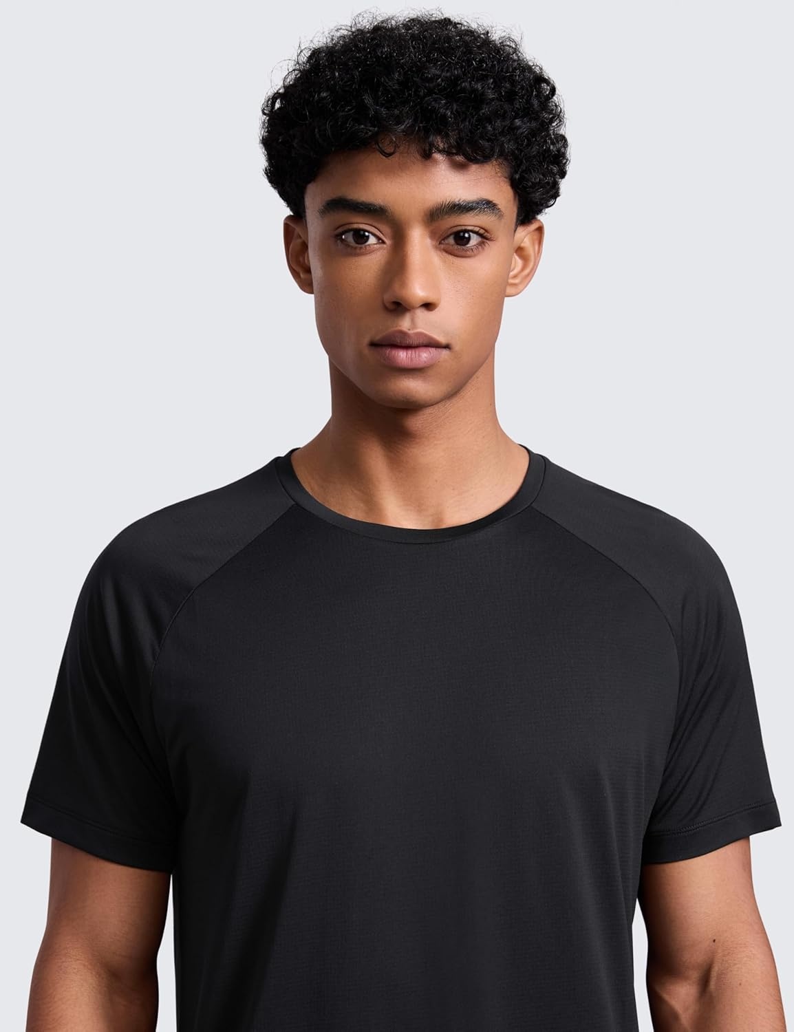 image:imageCRZ YOGA Crewneck Workout Shirts for Men Quick Dry Running Athletic TShirts Lightweight Basic TopsBlack