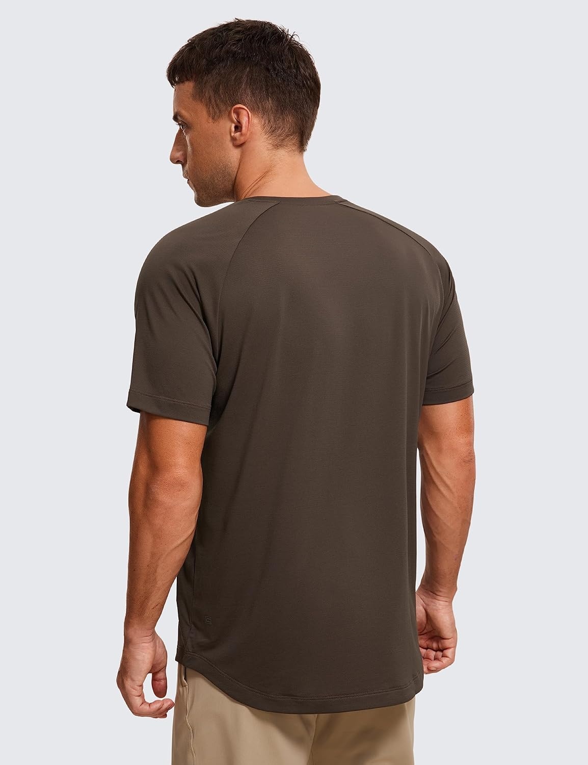image:imageCRZ YOGA Crewneck Workout Shirts for Men Quick Dry Running Athletic TShirts Lightweight Basic TopsDark Mocha