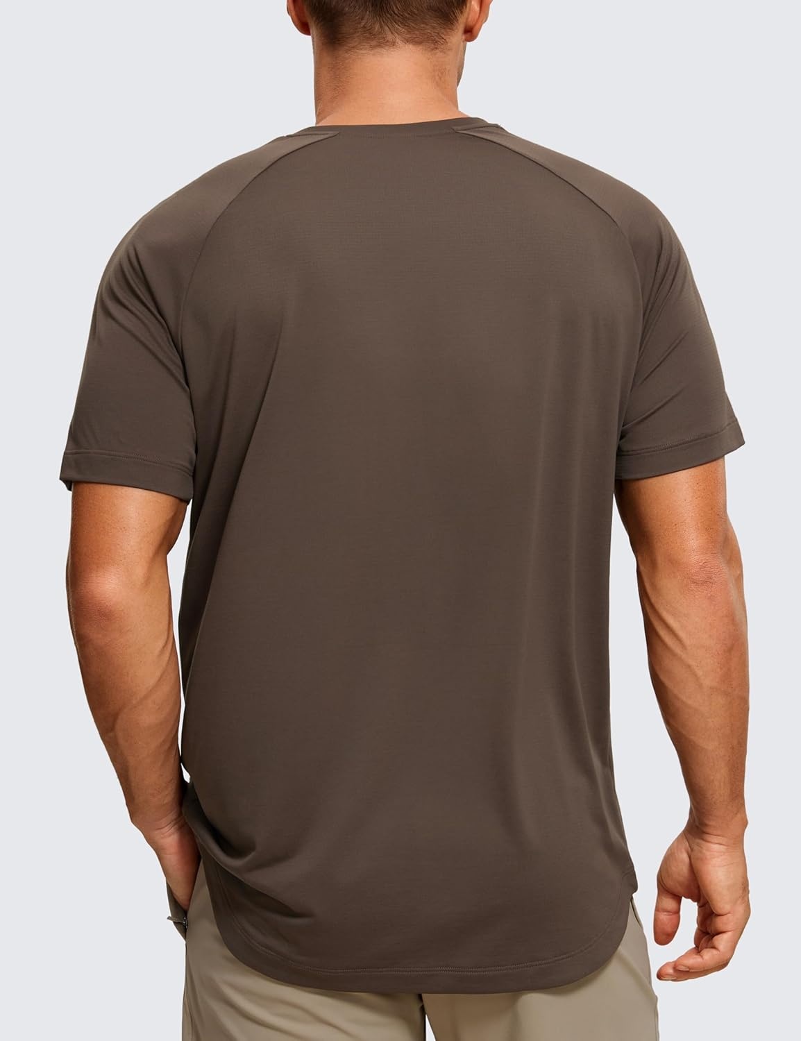 image:imageCRZ YOGA Crewneck Workout Shirts for Men Quick Dry Running Athletic TShirts Lightweight Basic TopsDark Mocha